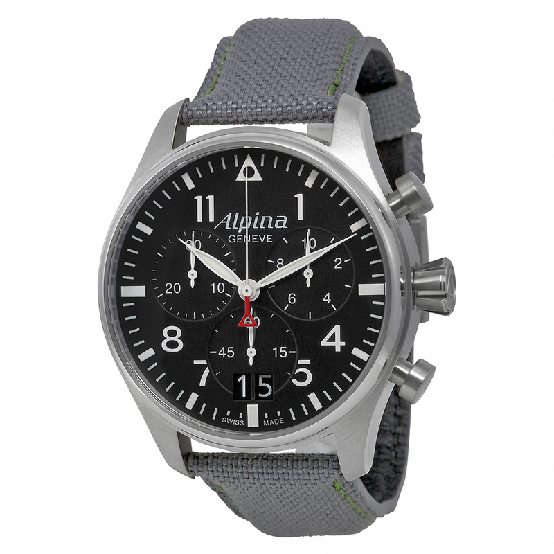 Alpina Startimer Pilot Watches Black Dial Quartz Mens Watch
